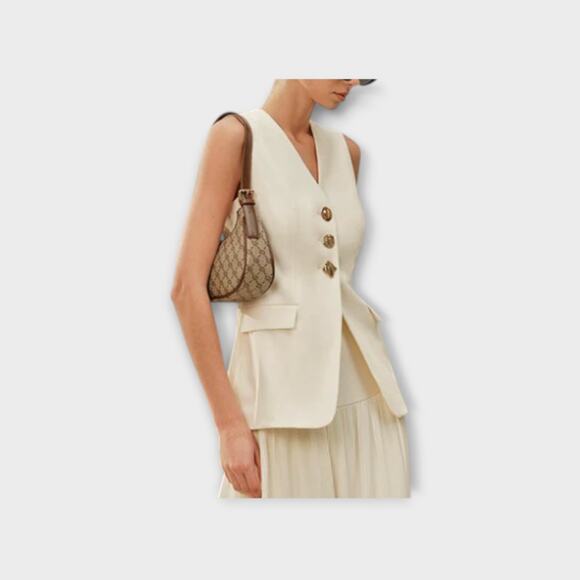 Commense Decor Pocket Tailored Vest – Cream Ivory Woven Fabric – Size XL - Picture 4 of 7